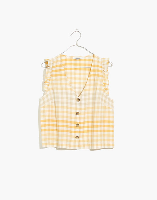 Madewell Yellow Plaid Ruffle Tank - 4
