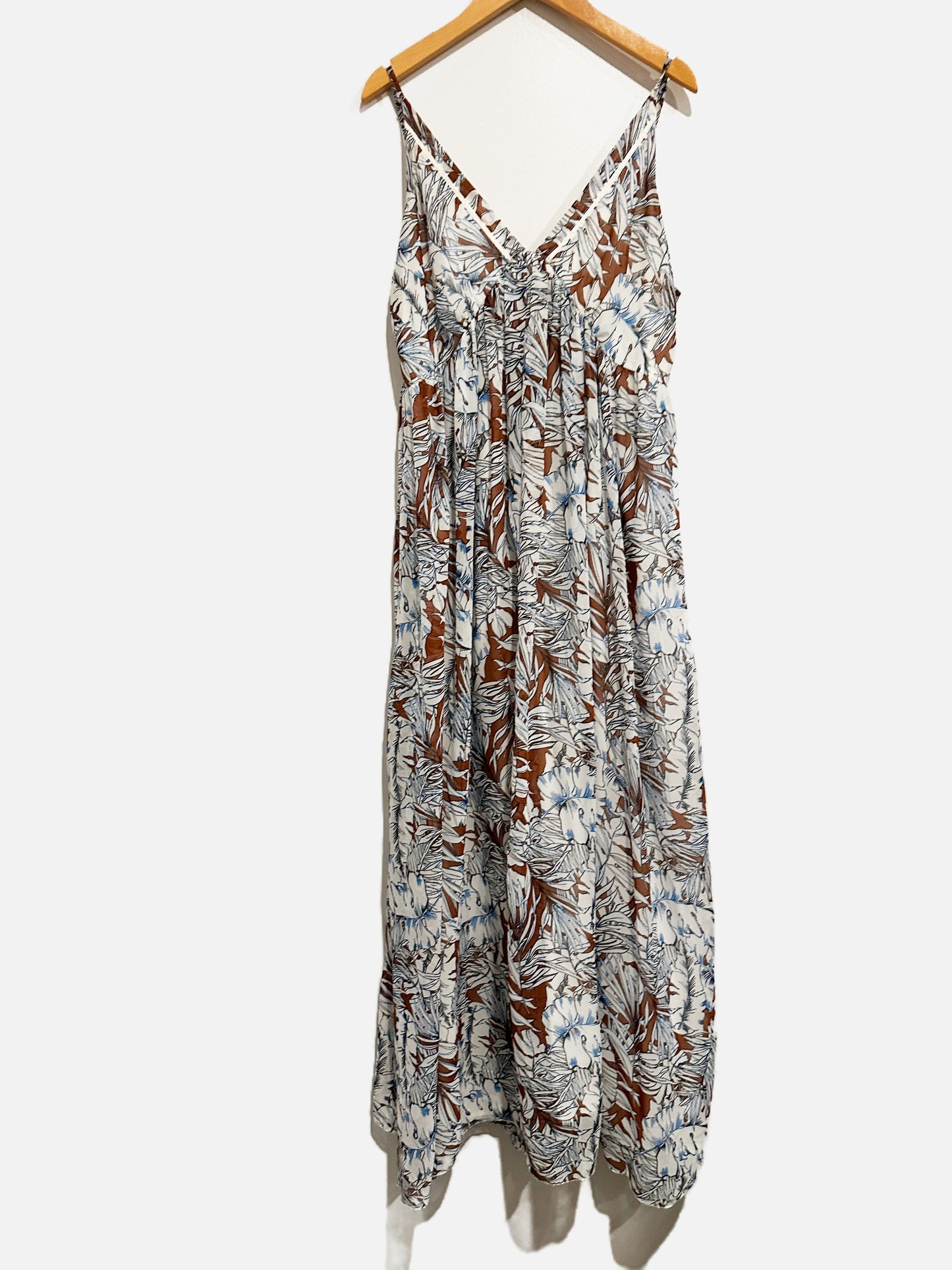 Beulah Brown/Blue Floral Maxi Dress - Large
