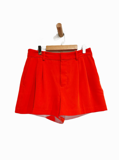 Madewell Easy Pleated Crepe Trouser Shorts in Bright Flame - 00
