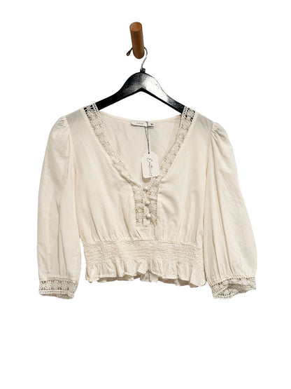 Lush White Lace Button Down Blouse - Medium