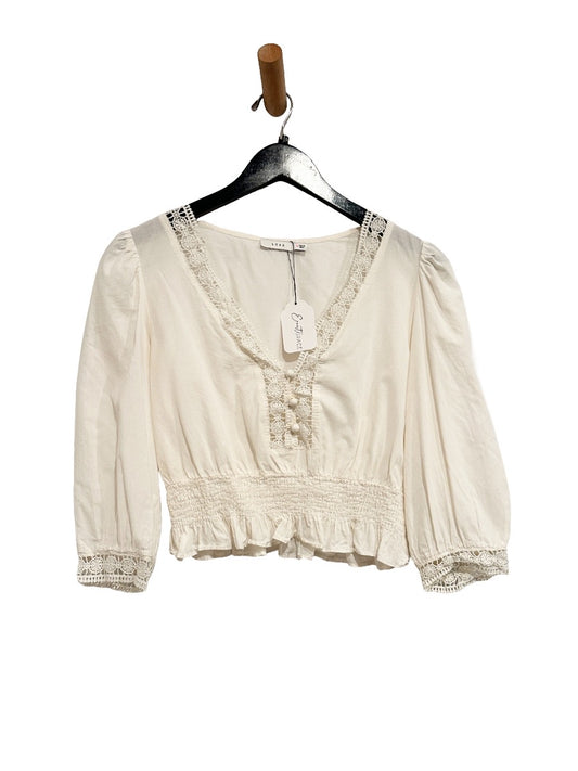 Lush White Lace Button Down Blouse - Medium