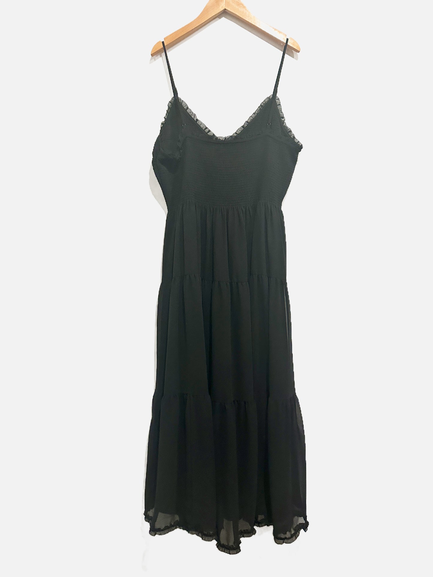 Wilfred Tuberose Chiffon Tiered Midi Dress in Black - XL