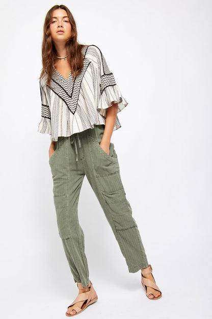 Free People Feelin’ Good Utility Pull-On Pants in Green - Medium