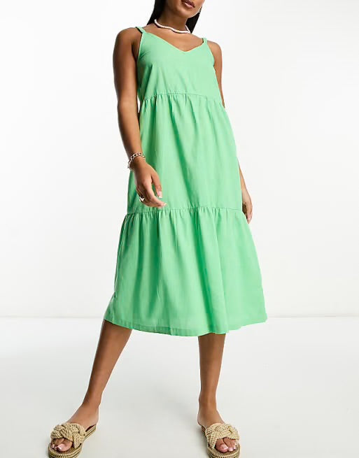 Roxy Green Tiered Midi Dress - Large