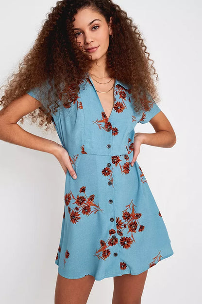 Urban Outfitters Mallory Floral Button Down Mini Dress - Small