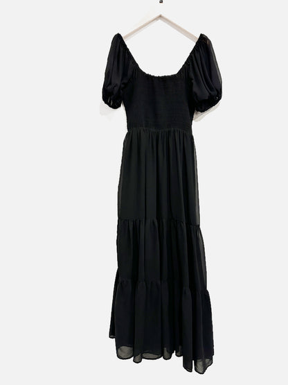 Moon River Black Smock Maxi Dress - Small