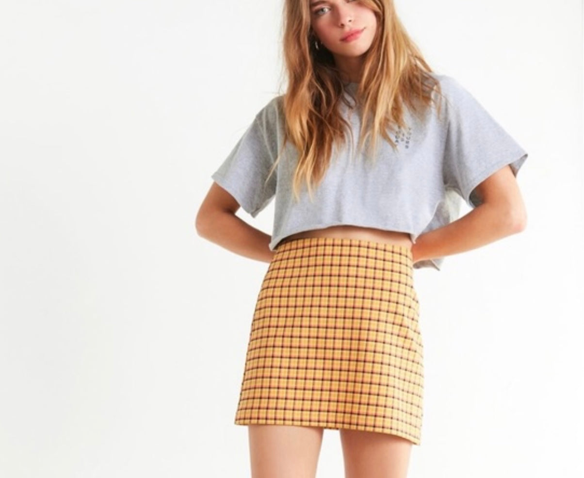 Urban Outfitters Yellow Plaid Mini Skirt - XS