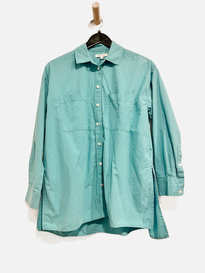 Madewell The Oversized Straight Hem Signature Poplin Shirt in Shaded Aqua - XXS