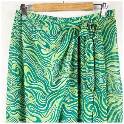 Free People Green Swirl Wrap Pants Size Medium