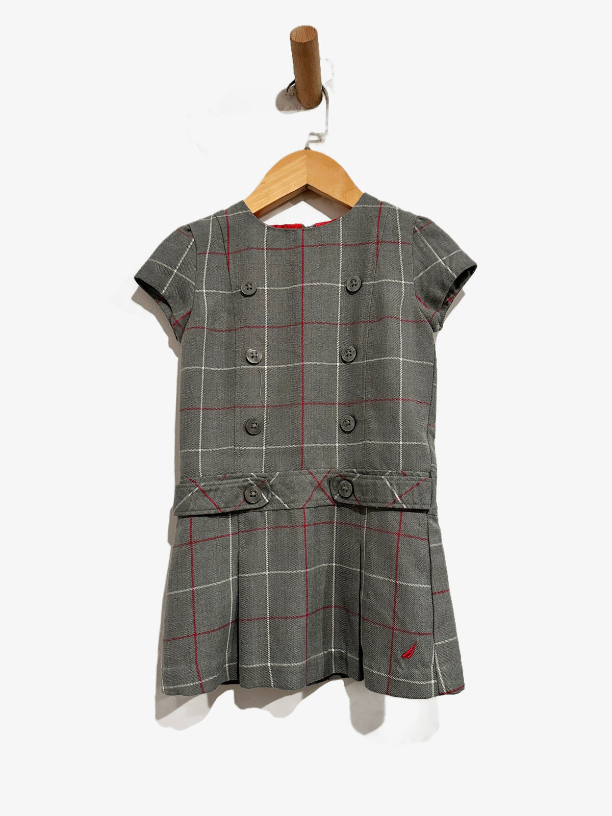 Nautica Girls Grey Plaid Mini Dress - 3T