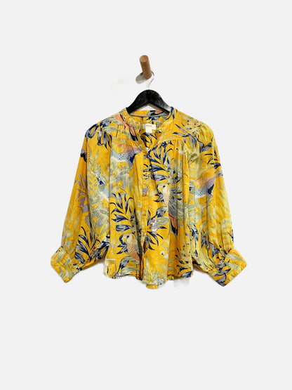 Anthropologie Maeve Yellow Floral Blouse - Small