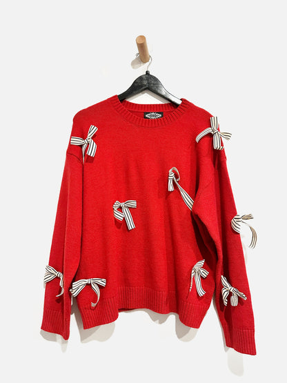 Oliver Red Bow Sweater - Large