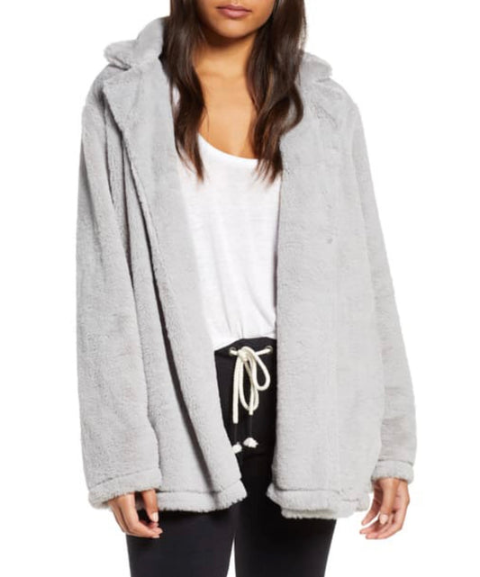 Splendid Grey Faux Fur Coat - Medium