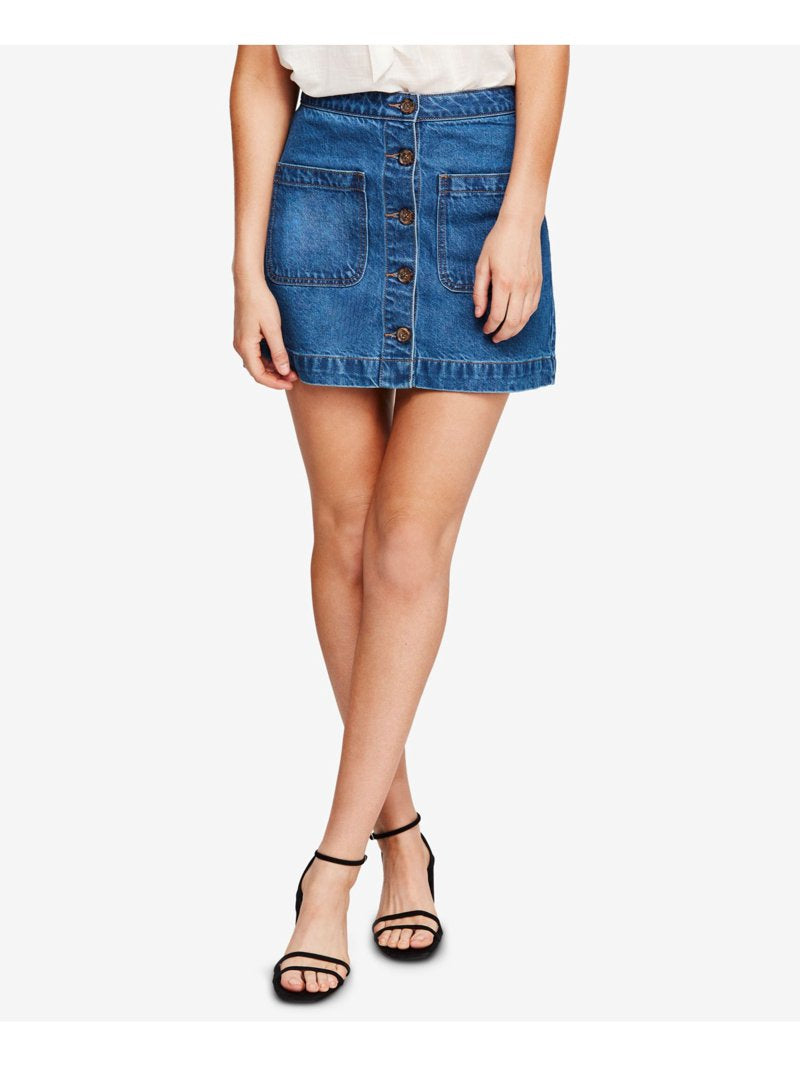 Free People Don’t Get Me Wrong Button Down Denim Mini Skirt - 28