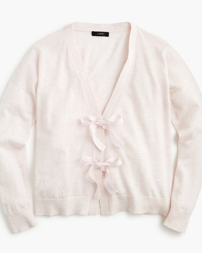 J.Crew Bow-Front Cardigan Sweater in Heather Pink - Small