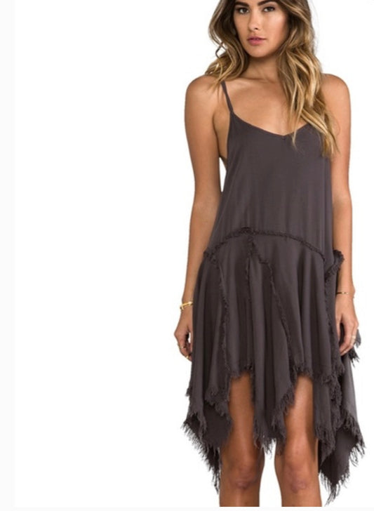 Free People Grey Fringe Mini Dress - XS