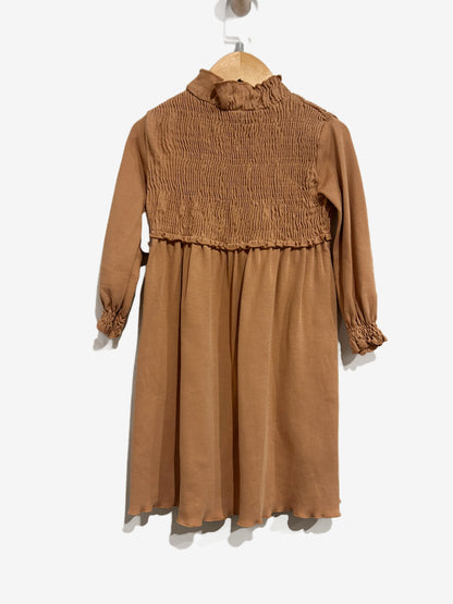 Tan Ruched Long Sleeve Dress - 2T
