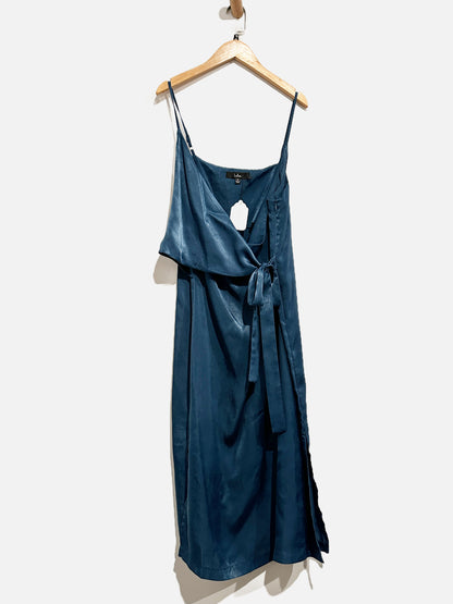 Lulus Blue Wrap Front Midi Dress - Medium