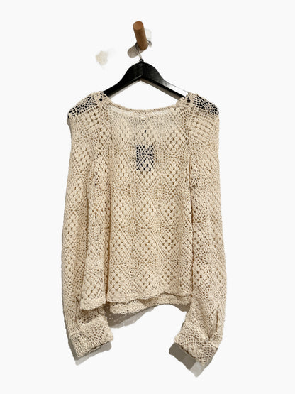 Forte Crochet Square Neck Top in Ecru - Medium