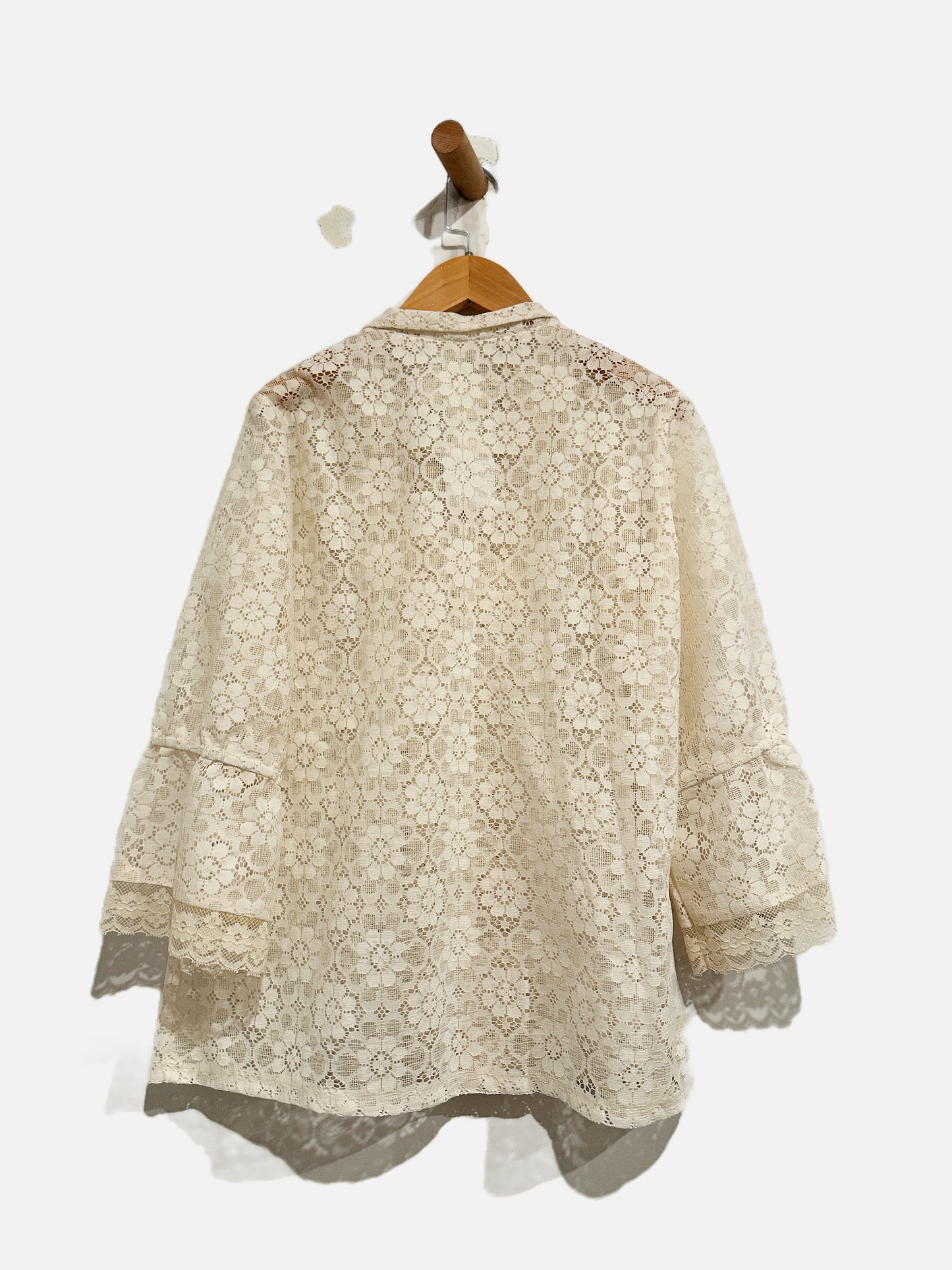 Vintage Carefree Fashions AZ Lace Button Down Blouse - Large