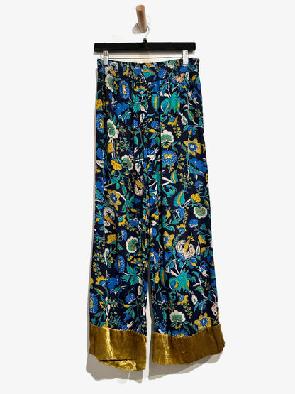 Anthropologie Clara Velvet-Trimmed Pants in Navy Combo - XS
