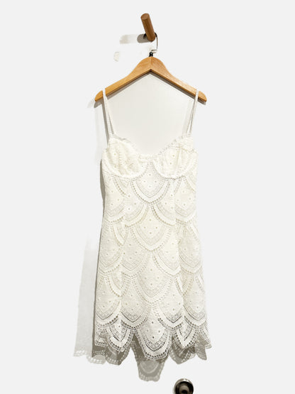 For Love and Lemons NWT Sandra White Eyelet Mini Dress - Medium