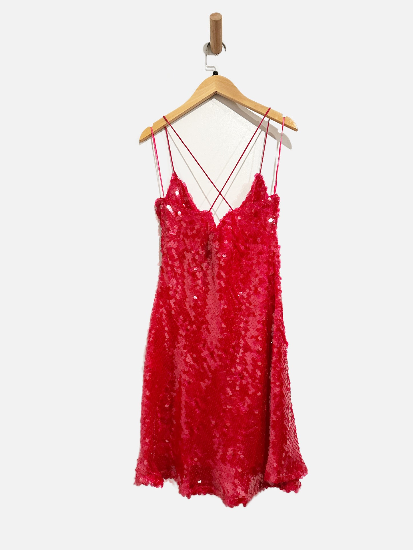 Zara Sequin Hot Pink Dress- Size Large