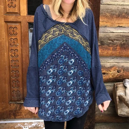 Free People Blue Scarf Sweatshirt - Medium