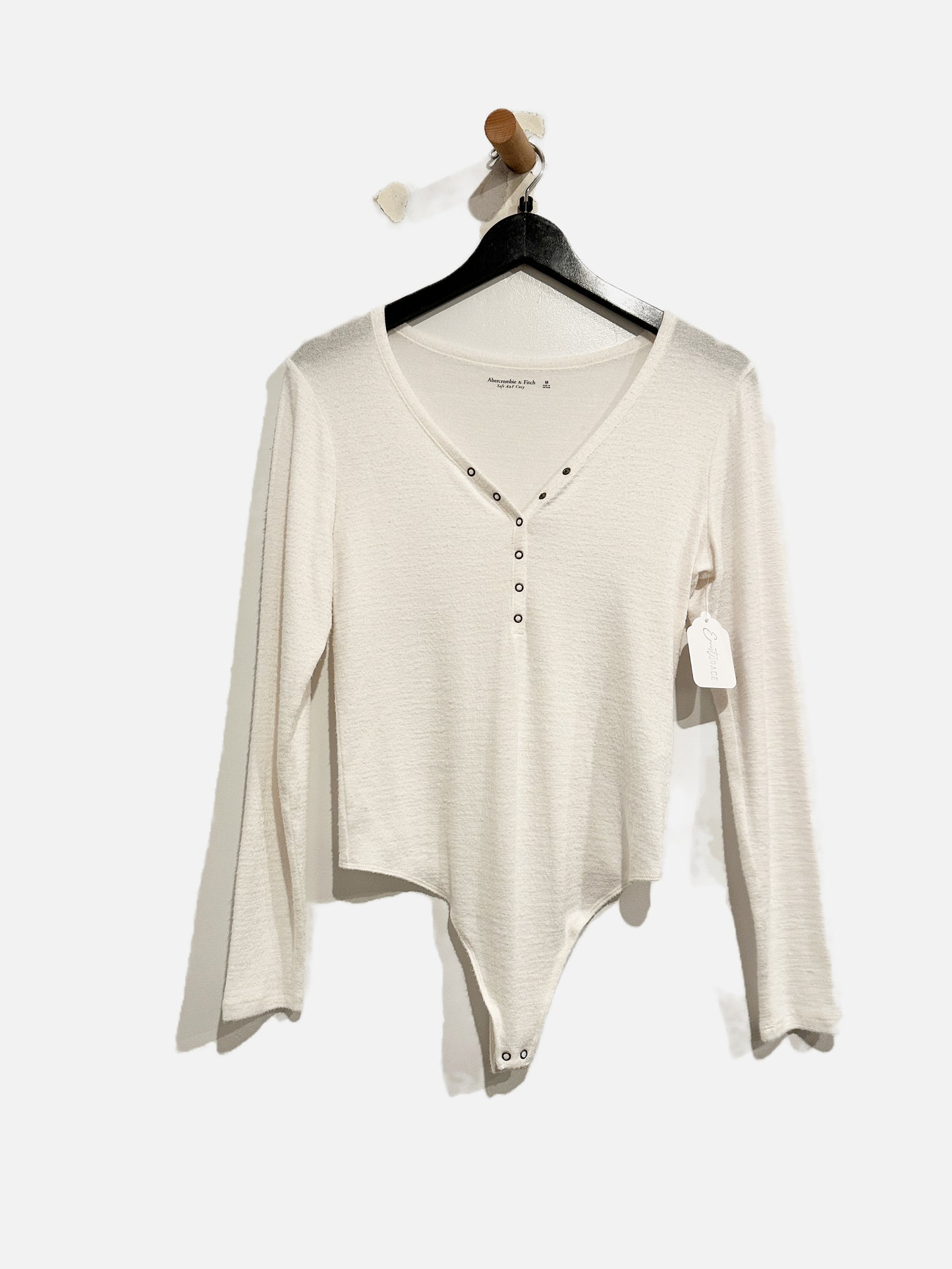 Abercrombie & Fitch White Henley Bodysuit - Medium