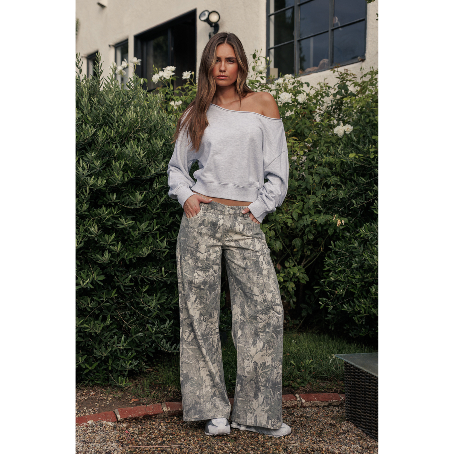 Refrain Camo Wide Leg Jeans - 27