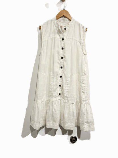 Banana Republic White Linen Flounce Dress - XS