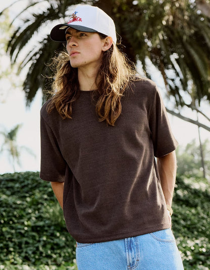 RSQ Men’s Textured Boxy Tee in Brown - XS