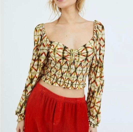 Urban Outfitters Green Smocked Blouse - XS