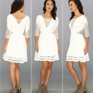 Free People To The Point Mini Dress in Cream - Small
