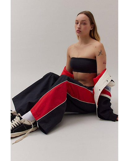 BDG Black/Red/Blue Colorblock Wide Leg Windbreaker Pants - Medium