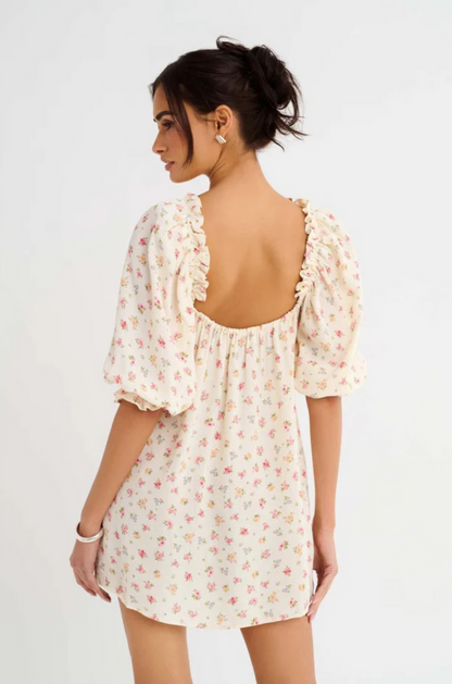 White Floral Babydoll Dress