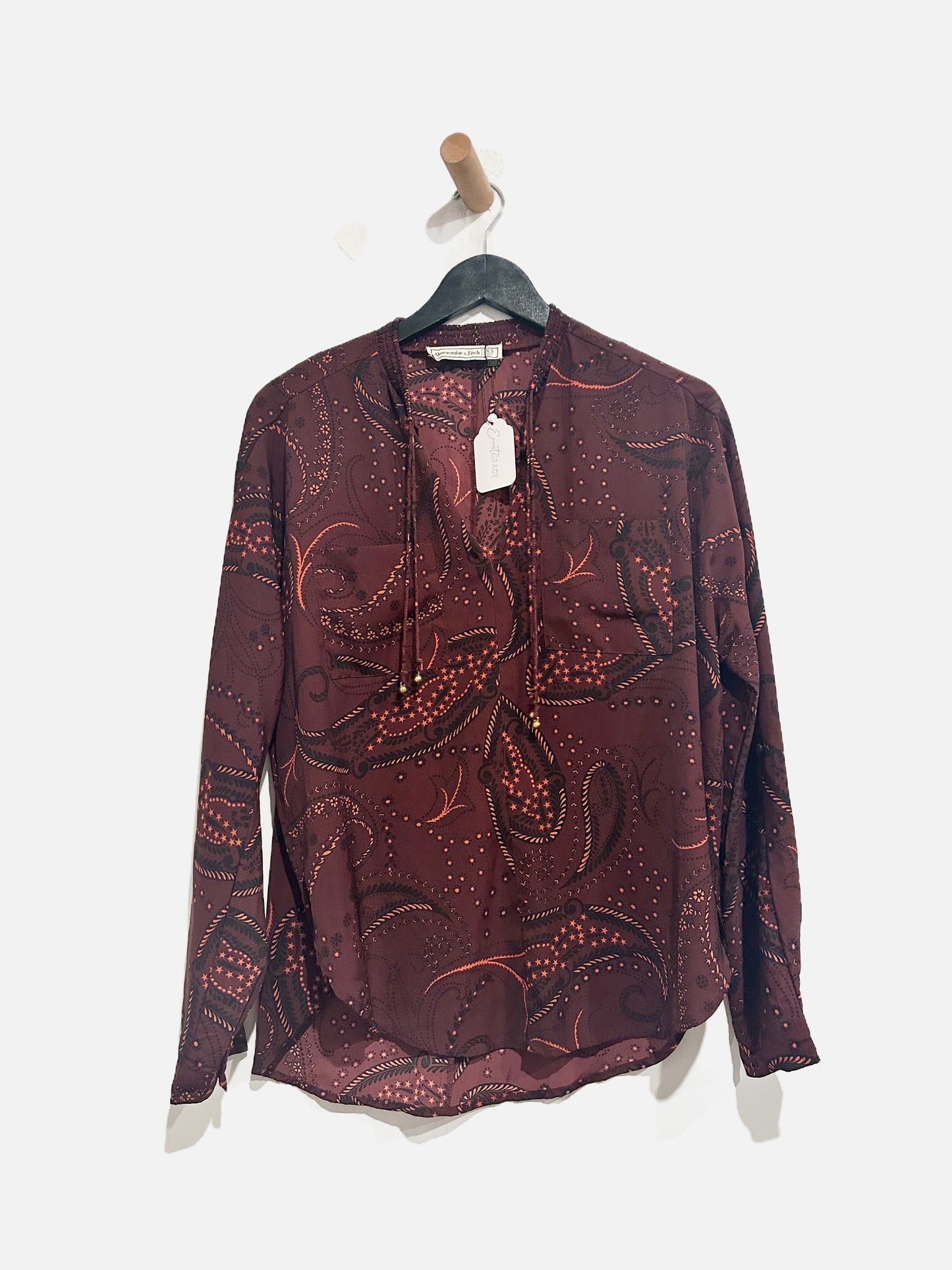 Abercrombie & Fitch Maroon Paisley Blouse - XS