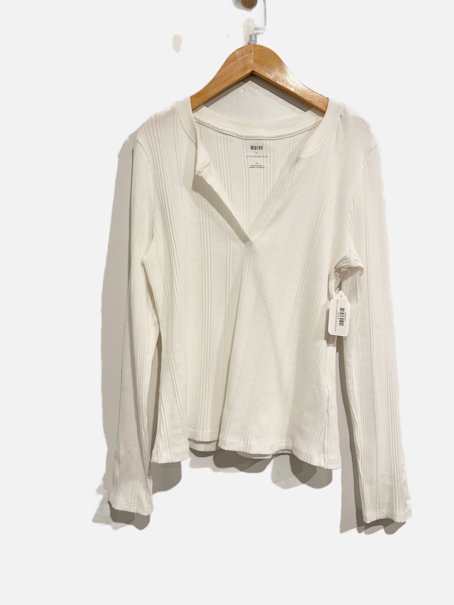 Anthropologie White Ribbed LS - Large