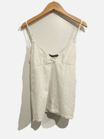 Brandy Melville White Floral Embroidered Tank
