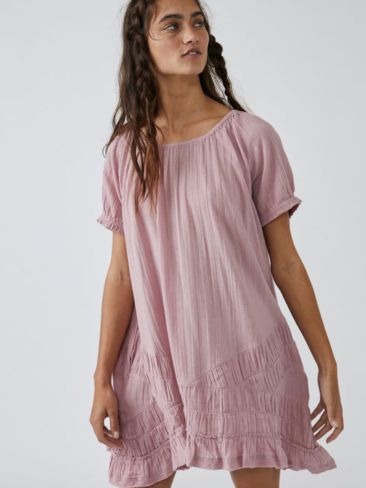 Free People So Scenic Gauzy Dress in Mauve - Small