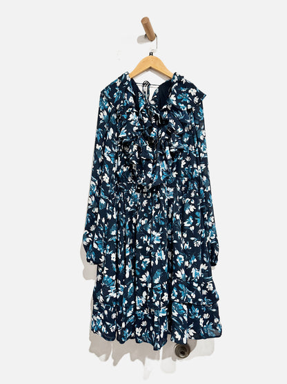 Abercrombie & Fitch Navy Floral Ruffle Mini Dress - XLT