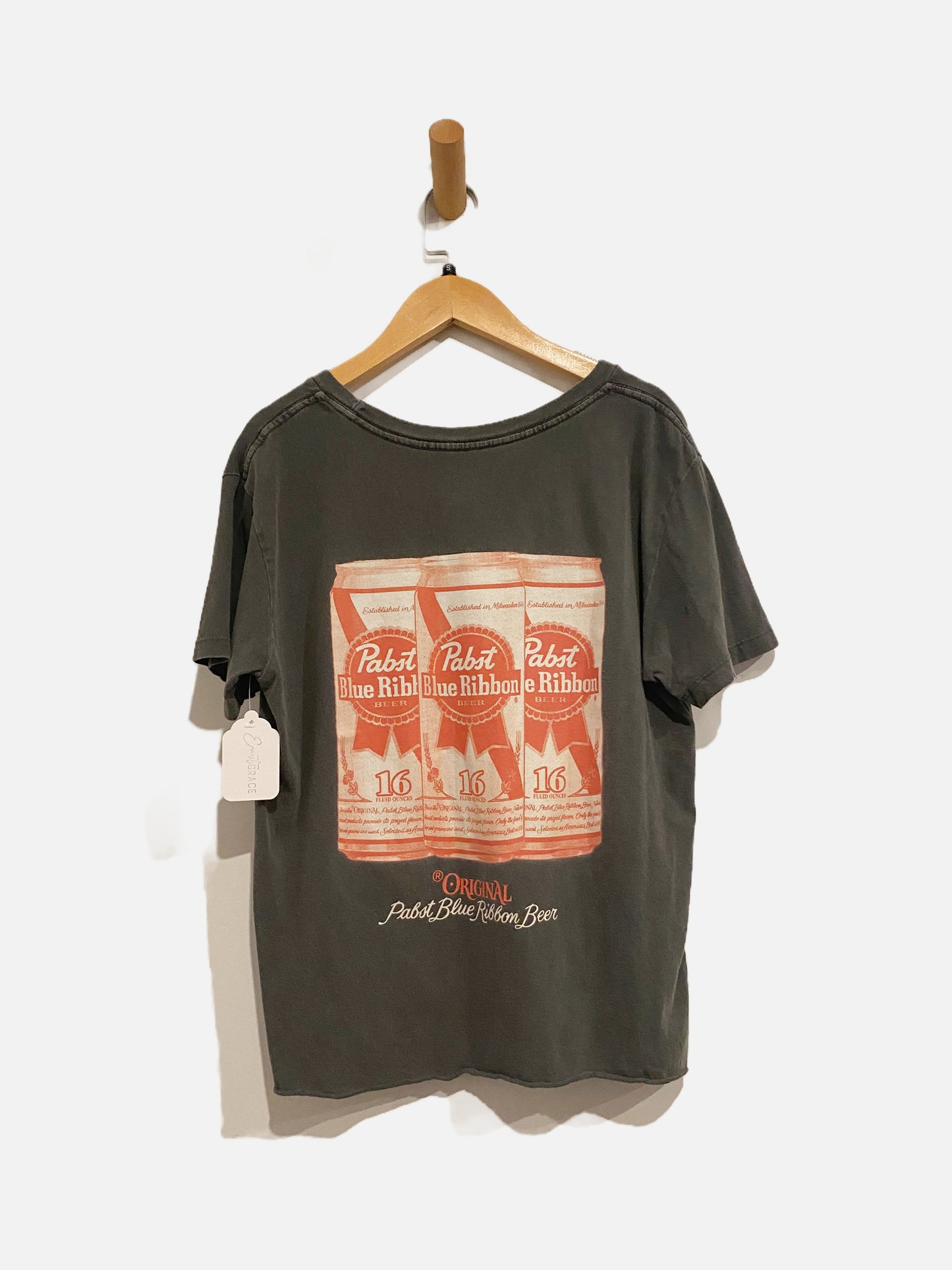 Pabst Blue Ribbon Gray Graphic Tee - Small