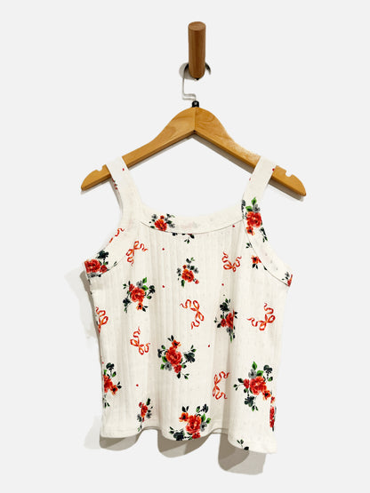 Lisa Says Gah White Floral Tank - Medium