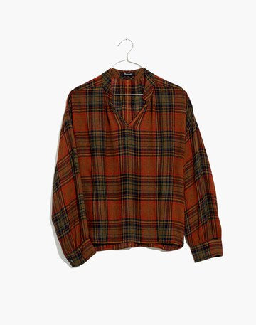 Madewell Brown Plaid Top - Small