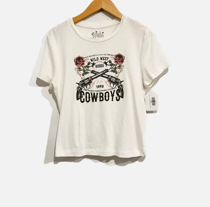 OG Babe Wild West White Cropped Tee - Large
