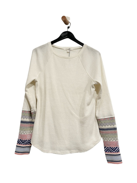 Beach Lunch Lounge White Waffle Knit Top - Medium