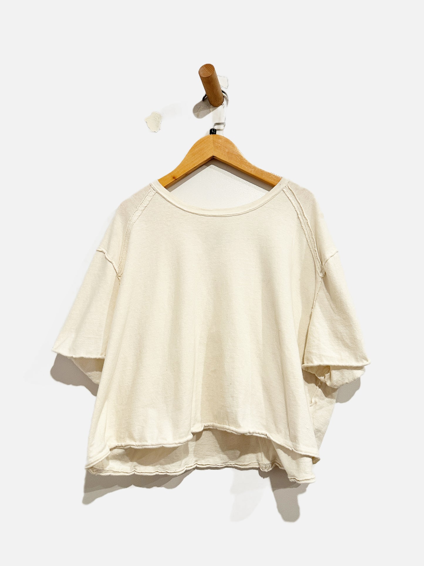 Free People Up North Cream Boxy Tee - Large