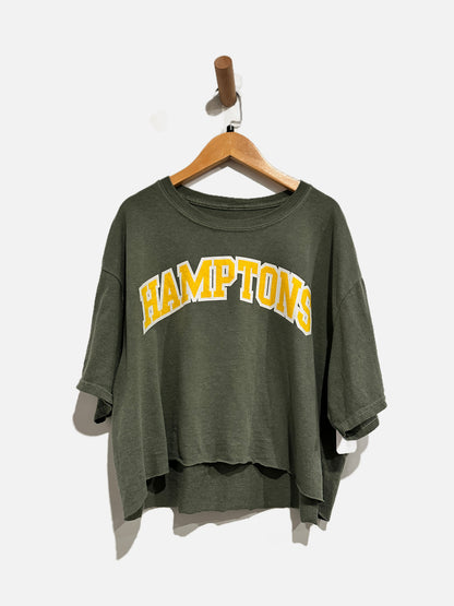 Social Culture Green Hamptons Cropped Tee - Large