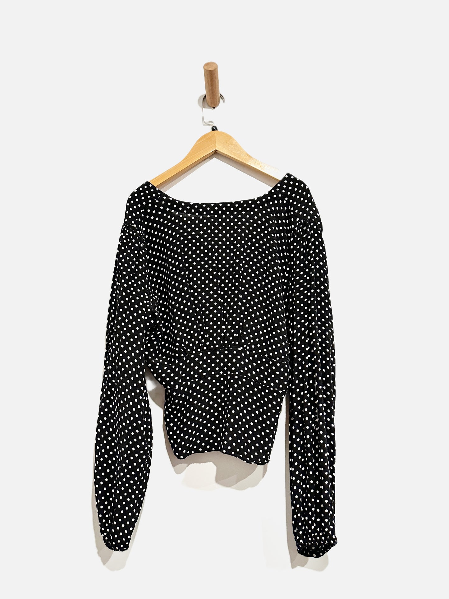 Free People Black Polka Dot Blouse - Small