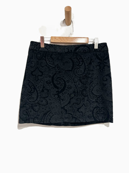 Express Y2K Black Paisley Velvet Mini Skirt - 2